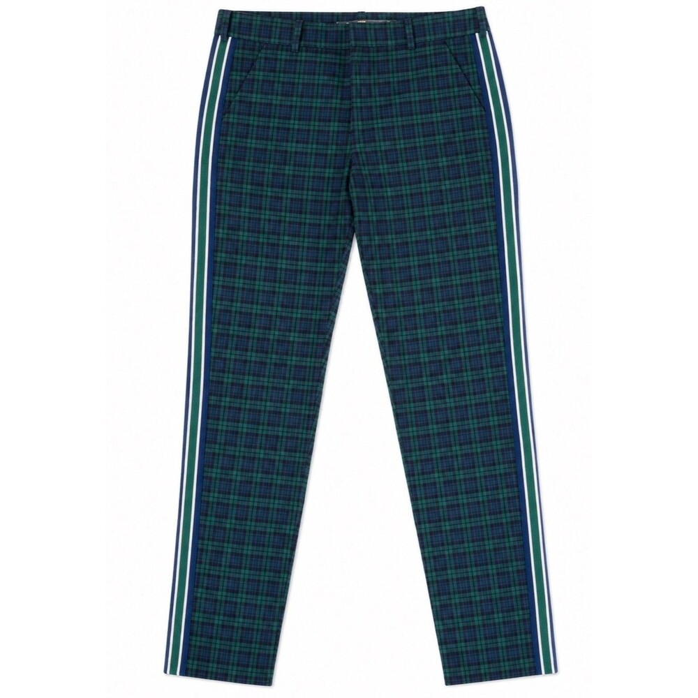 Polo Golf Ralph Lauren Green Navy Plaid Pants Women Sz 4 Stripe Side Preppy EUC